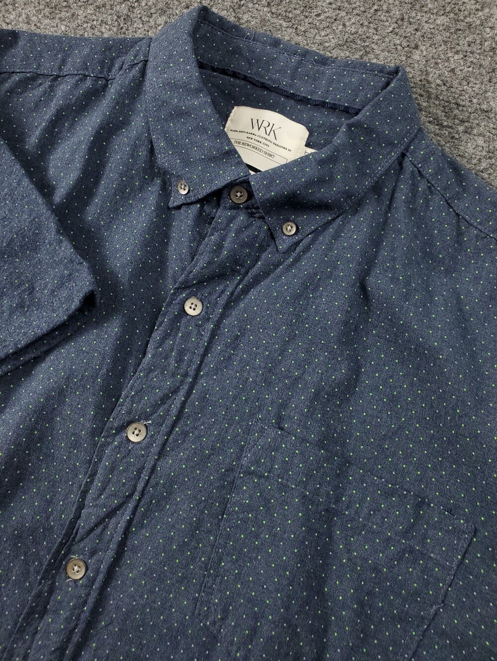 WRK Shirt XLT Slim Short Sleeve Button Down Reworked Polka Dot Business Casual
